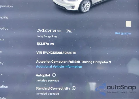 2020 Tesla Model X Long Range Dual Motor All-Wheel Drive/Long Range Plus Dual Motor All-Wheel Drive из США, поврежденный, VIN 5YJXCDE20LF263070